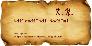 Körmöndi Noémi névjegykártya